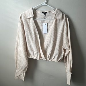 NWT Cotton Crossover Crop Top